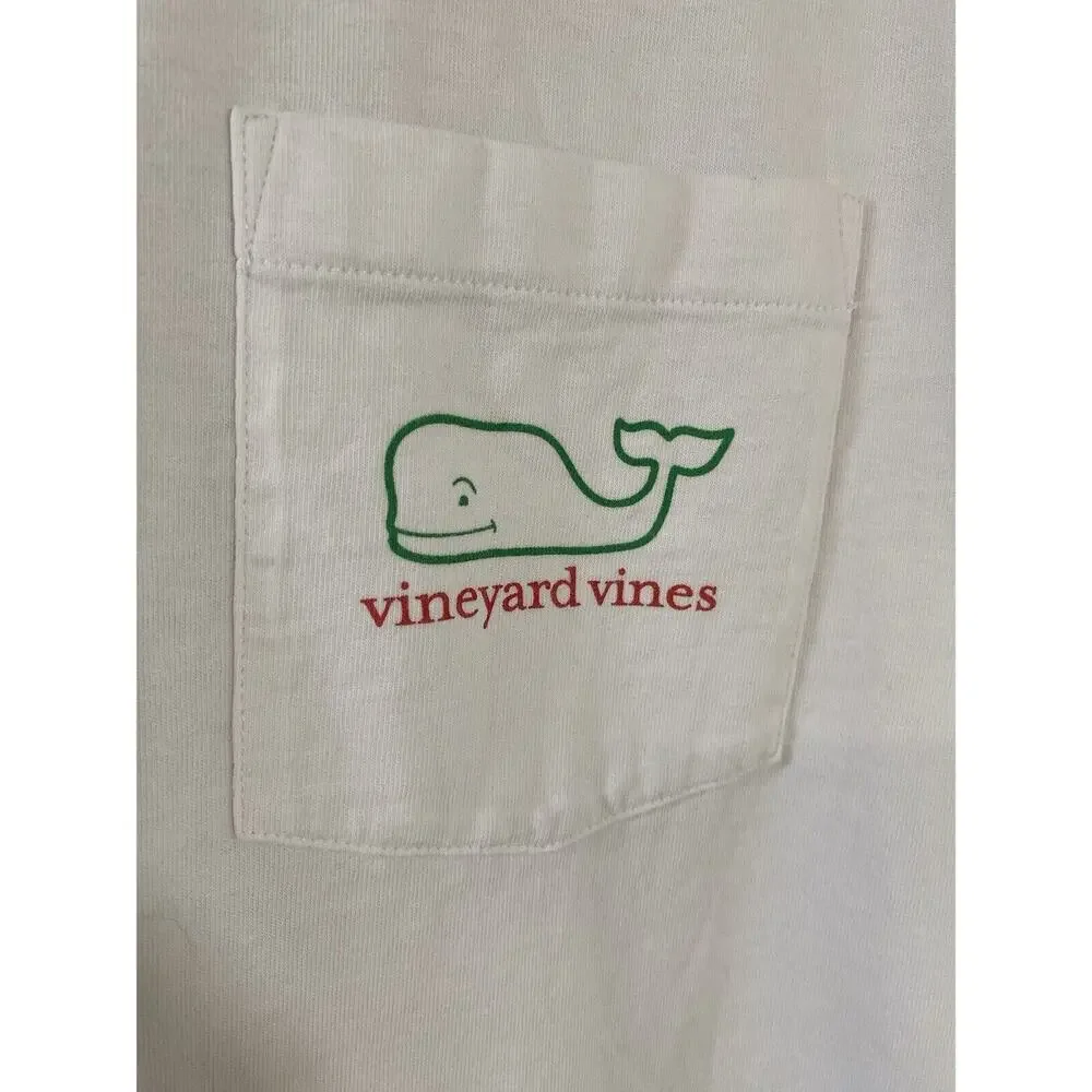Vineyard Vines Adult Small Long Sleeve Cotton T-Shirt Naughty Or Nice Whale Logo